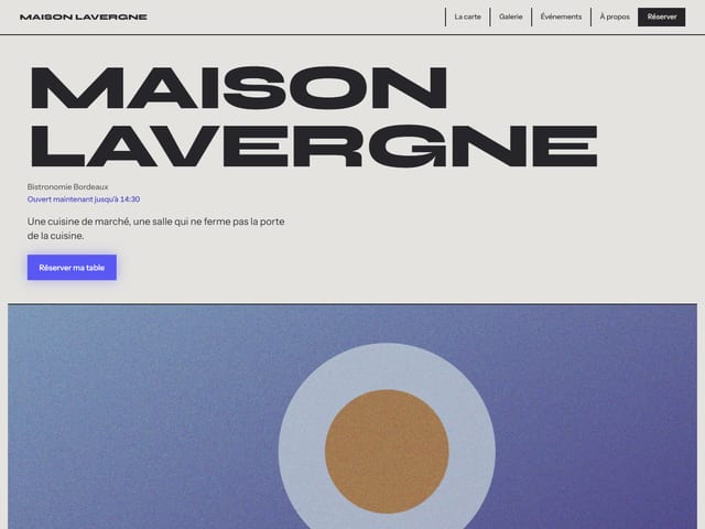 Le haut de la page d'accueil du modèle Atelier
