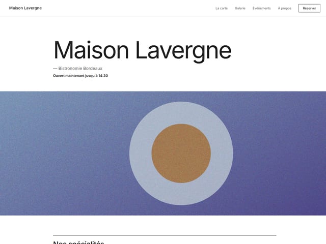 Le haut de la page d'accueil du modèle Épuré
