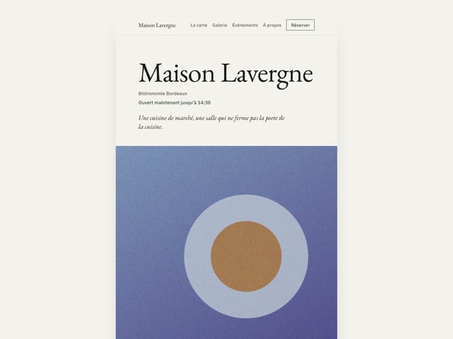 Le haut de la page d'accueil du modèle Gastro